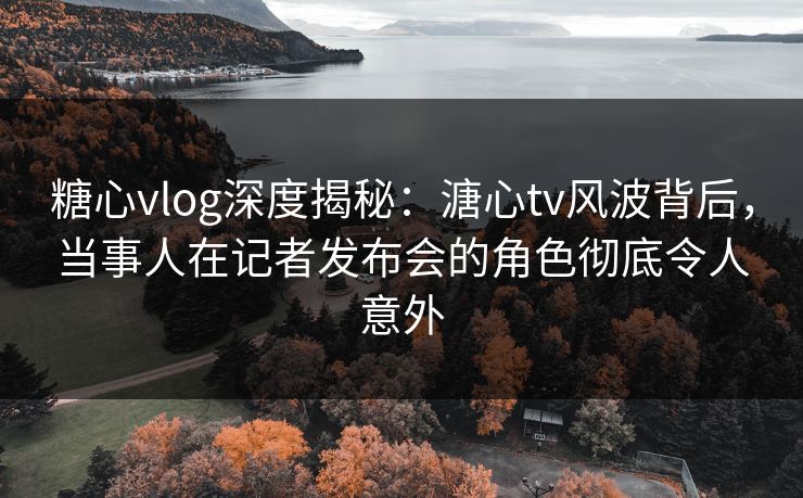 糖心vlog深度揭秘:溏心tv风波背后,当事人在记者发布会的角色彻底令人意外 糖心vlog深度揭秘:溏心tv风波背后,当事人在记者发布会的角色彻底令人意外