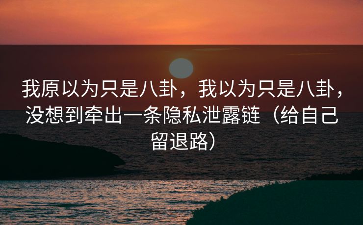 我原以为只是八卦，我以为只是八卦，没想到牵出一条隐私泄露链（给自己留退路）